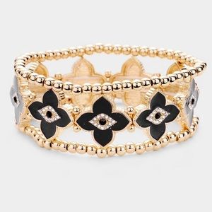 👀Evil Eye Floral Stretch Layered Bracelets👀